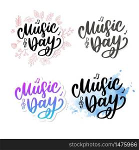 world music day lettering calligraphy brush logo. world music day lettering calligraphy brush logo holiday