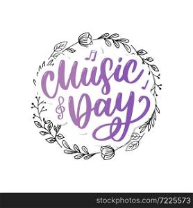 world music day lettering calligraphy brush logo. world music day lettering calligraphy brush logo holiday