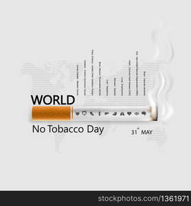 World No Tobacco Day infographic background design.World No Smoking Day typographical design elements.May 31st World no tobacco day.No Smoking Day Awareness Idea Campaign.Vector illustration.