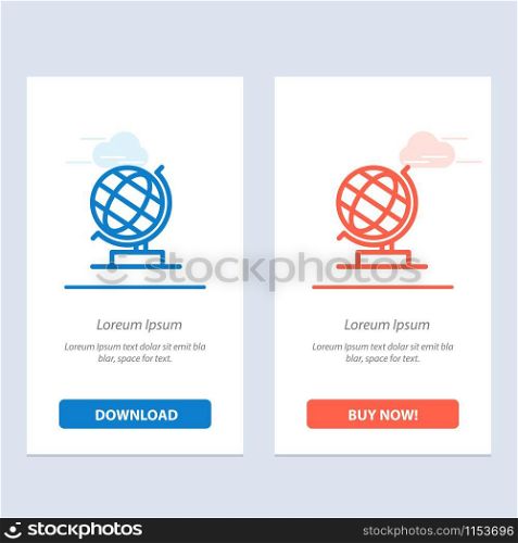 World, Office, Globe, Web Blue and Red Download and Buy Now web Widget Card Template