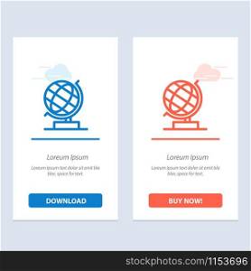 World, Office, Globe, Web Blue and Red Download and Buy Now web Widget Card Template