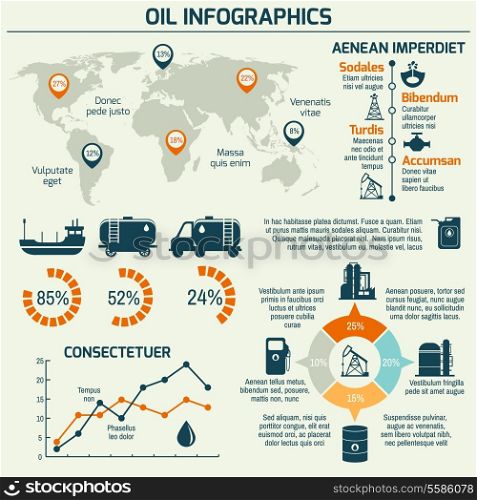 World oil production distribution and petroleum extraction rate business infochart diagram layout report presentation design vector illustration