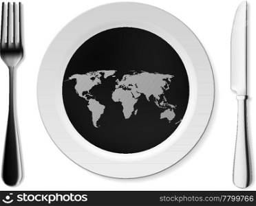 World on the white plate plate