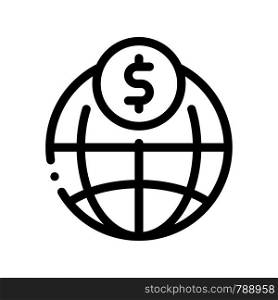 World Payment Coin Transfer Vector Thin Line Icon. Online Money Transaction, Financial Internet Banking Payment Operation Linear Pictogram. Dollar Currency Exchange Contour Illustration. World Payment Coin Transfer Vector Thin Line Icon