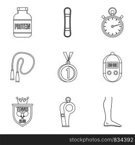 World record icons set. Outline set of 9 world record vector icons for web isolated on white background. World record icons set, outline style