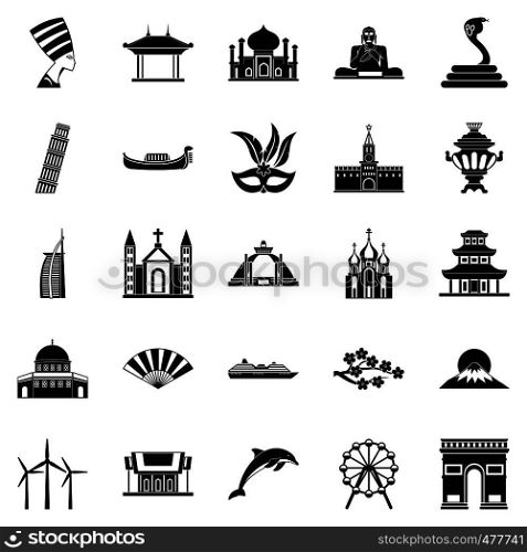 World religion icons set. Simple set of 25 world religion vector icons for web isolated on white background. World religion icons set, simple style