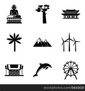World route icons set. Simple set of 9 world route vector icons for web isolated on white background. World route icons set, simple style