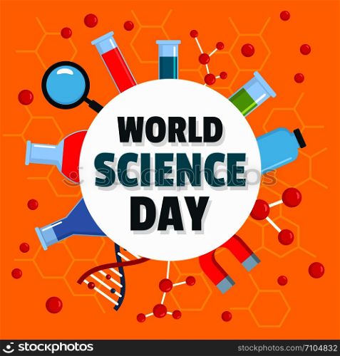 World science day concept background. Flat illustration of world science day vector concept background for web design. World science day concept background, flat style
