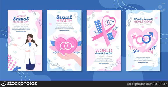 World Sexual Health Day Social Media Stories Template Flat Cartoon Background Vector Illustration