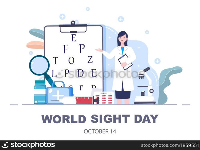 World Sight Day Background Vector Illustration Which is Commemorated Every Year for Where to Check Vision, Blindness, and Visual Impairment on the Eyes Concept