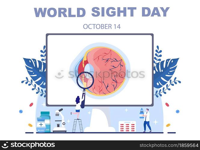 World Sight Day Background Vector Illustration Which is Commemorated Every Year for Where to Check Vision, Blindness, and Visual Impairment on the Eyes Concept