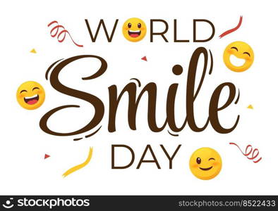 World Smile Day Hand Drawn Cartoon Illustration with Smiling Expression and Happiness Face in Flat Style Background