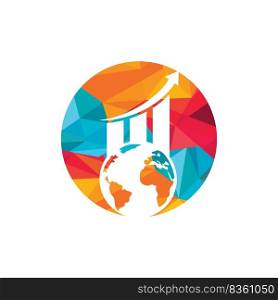World Stats vector logo design template. World finance logo design concept.	