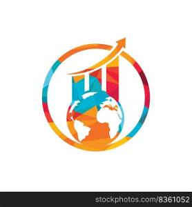 World Stats vector logo design template. World finance logo design concept. 