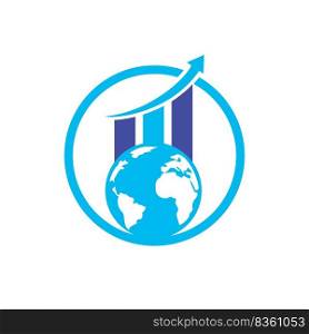 World Stats vector logo design template. World finance logo design concept.	