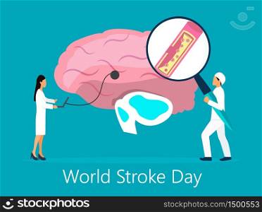 World Stroke Day is celebrated in October 29th. Neurology health care, dementia, alzheimer metaphor. Anatomical science of brain and senses diseases with artery for website, banner, flyer.. World Stroke Day is celebrated in October 29th. Neurology health care, dementia, alzheimer metaphor.