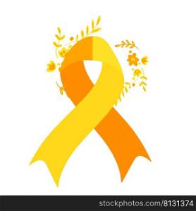 World suicide prevention day awareness and support ribbon in orange and yellow color isolated. World suicide prevention day awareness and support ribbon in orange and yellow color
