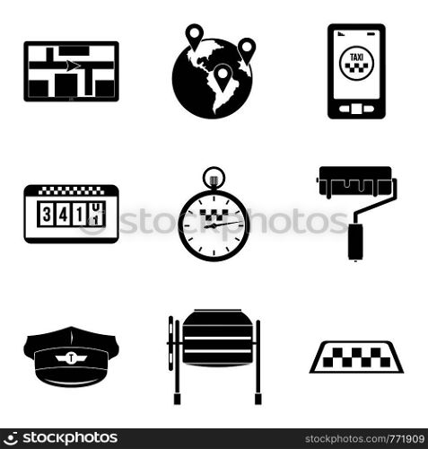 World taxi service icons set. Simple set of 9 world taxi service vector icons for web isolated on white background. World taxi service icons set, simple style