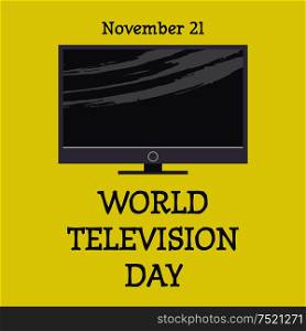 World television day. November 21. Vector illustration, poster, greeting card, banner in retro style. modern TV.. November 21 is world television day. Vector illustration in retro style.