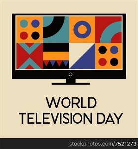 World television day. November 21. Vector illustration, poster, greeting card, banner in retro style. modern TV.. November 21 is world television day. Vector illustration in retro style.