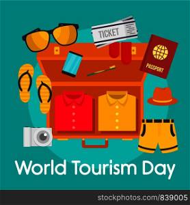 World tourism day background. Flat illustration of world tourism day vector background for web design. World tourism day background, flat style
