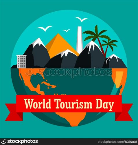 World tourism day holiday background. Flat illustration of world tourism day holiday vector background for web design. World tourism day holiday background, flat style