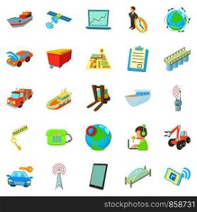 World transport network icons set. Cartoon set of 25 world transport network vector icons for web isolated on white background. World transport network icons set, cartoon style