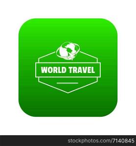 World travel icon green vector isolated on white background. World travel icon green vector