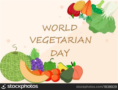World Vegetarian Day Cute Cartoon Vector Illustration of Various Types of Vegetables or Fruits Such as Broccoli, Carrots, Tomatoes and Others for Maintain Health