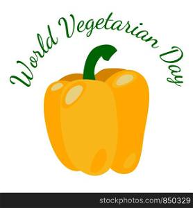 World Vegetarian Day. Food event concept. Vegetables - yellow bell pepper. World Vegetarian Day. Vegetables - yellow bell pepper