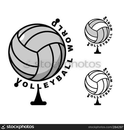 World volleyball. Globe ball game. Sports accessory as earth sphere. Sope of game Volleyball