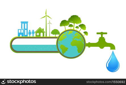 World Water Day Save Nature Concept Stock Vector