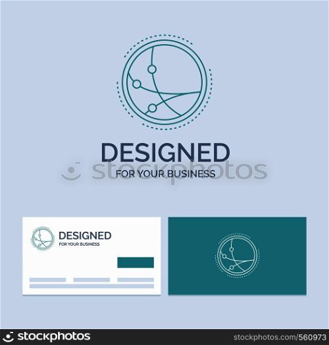 worldwide, communication, connection, internet, network Business Logo Line Icon Symbol for your business. Turquoise Business Cards with Brand logo template. Vector EPS10 Abstract Template background