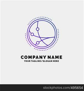 worldwide, communication, connection, internet, network Purple Business Logo Template. Place for Tagline. Vector EPS10 Abstract Template background