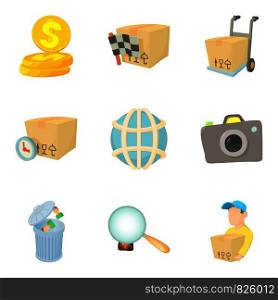 Worldwide company icons set. Cartoon set of 9 worldwide company vector icons for web isolated on white background. Worldwide company icons set, cartoon style