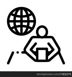 Worldwide News Icon Vector. Outline Worldwide News Sign. Isolated Contour Symbol Illustration. Worldwide News Icon Vector Outline Illustration