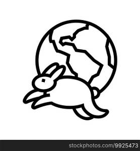 worldwide safe rabbits line icon vector. worldwide safe rabbits sign. isolated contour symbol black illustration. worldwide safe rabbits line icon vector illustration