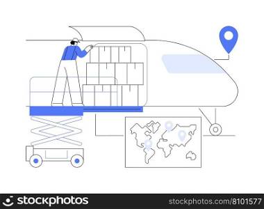 Worldwide shipping abstract concept vector illustration. Worldwide express shipping service workers check packages and boxes, export and import business, foreign trade abstract metaphor.. Worldwide shipping abstract concept vector illustration.