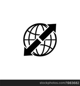 Worldwide Shipping, World Delivery. Flat Vector Icon illustration. Simple black symbol on white background. Worldwide Shipping, World Delivery sign design template for web and mobile UI element. Worldwide Shipping, World Delivery Flat Vector Icon