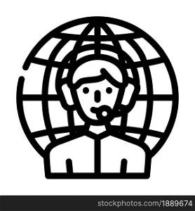 worldwide support line icon vector. worldwide support sign. isolated contour symbol black illustration. worldwide support line icon vector illustration