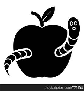 Worm apple icon. Simple illustration of worm apple vector icon for web. Worm apple icon, simple black style
