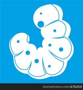 Worm icon white isolated on blue background vector illustration. Worm icon white