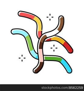 worm jelly candy gummy color icon vector. worm jelly candy gummy sign. isolated symbol illustration. worm jelly candy gummy color icon vector illustration