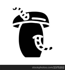 wormμshroom glyph icon vector. wormμshroom sign. isolated contour symbol black illustration. wormμshroom glyph icon vector illustration