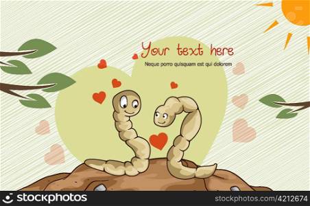 worms in love vector illustration