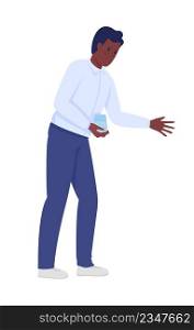 Worrying man semi flat color vector character. Feeling sorry. Posing figure. Full body person on white. Taking compassion simple cartoon style illustration for web graphic design and animation. Worrying man semi flat color vector character