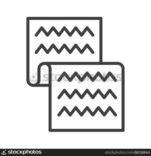 Woven fabric and cloth for home, isolated textile with pattern. Towel for bathroom, carpet or rug for decoration, interior design accessories. Minimalist icon, simple line art vector in flat style. Textile for home, towel or carpet rugs vector