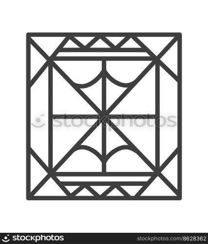 Woven fabric or textile with print for home or office, isolated carpet or small rug for decorative purpose. Interior design and decor elements. Minimalist icon, simple line art vector in flat style. Carpet or rug with print, woven fabric textile