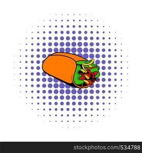 Wrap sandwich icon in comics style on a white background. Wrap sandwich icon, comics style