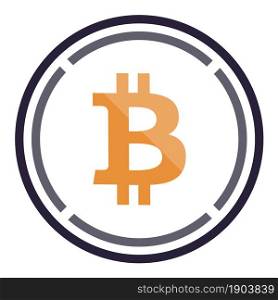 Wrapped Bitcoin WBTC token symbol cryptocurrency logo, coin icon isolated on white background. Vector illustration.
